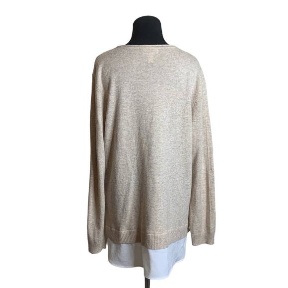 Calvin Klein beige long sleeves faux layered sweater size Large - Picture 2 of 9